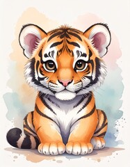 S&uuml;&szlig;es Baby-Tiger &ndash; Aquarell Portr&auml;t