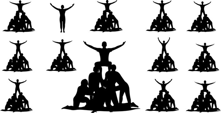 Elegant Dancing Woman Silhouette Collection Vector Set