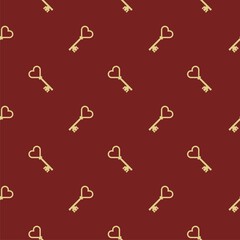 Heart old house key seamless pattern isolated on color background