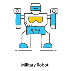 Military Robot Icon Illustrating Smart Autonomous Robotics For Advanced Defense Operations
