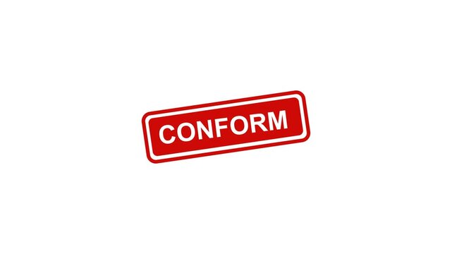 Conform Text Animation | Red Conform Stamp, Verified Status, Approval Graphic , Red Conform Stamp Animation | Conform Text Badge, Validation and Compliance Symbol , Conform Alert Animation