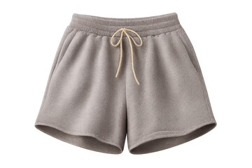Gray shorts with a drawstring on a transparent background studio shot