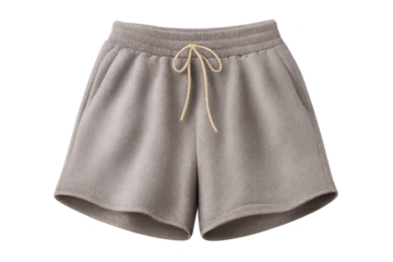 Gray shorts with a drawstring on a transparent background studio shot