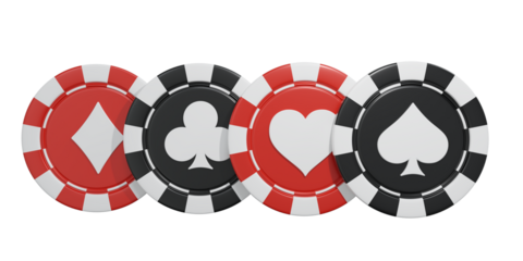 3D casino chips without background, isolated 