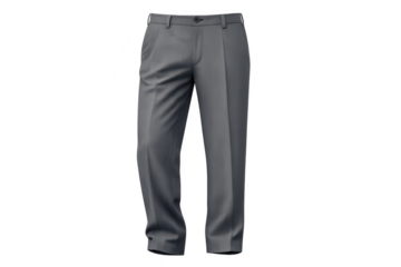 Pair of gray dress pants on a transparent background professional look.