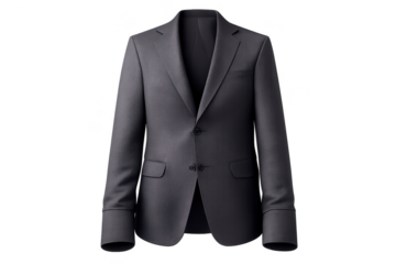 Stylish Suit Jacket with Two Buttons on a transparent background.
