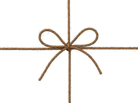 Rustic twine bow and package string wrapping isolated on transparent background isolated on transparent background