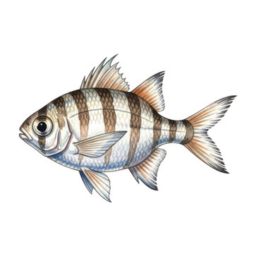 Illustrated sheepshead fish