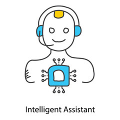 Intelligent Assistant Icon Illustrating AI Powered Digital Support For Smart Systems
