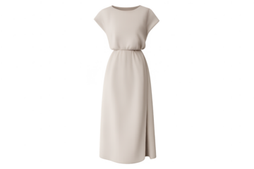 Beige elegant dress on transparent background for style and design.