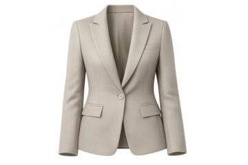 Beige Women's Blazer Jacket isolated with transparent background cutout