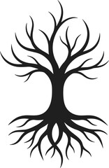 Black, tree, silhouette, roots, life, nature, leafless, branch, vector, illustration, isolated, white, background, minimalist, design, symbol, growth, organic, winter, element