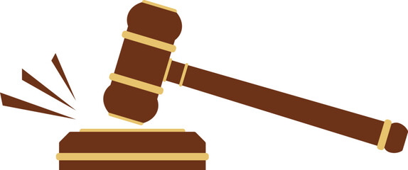 Judge's gavel, judicial gavel, judge's hammer icon. Vector, cartoon illustration, poster, postcard.
