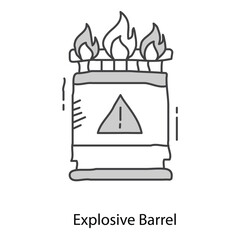 Explosive Barrel Vector Illustration Depicting Hazardous Flammable Drum for Danger Signage