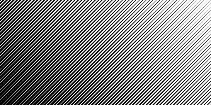 Halftone line gradient texture. Black diagonal stripe gradation background. Repeated slanted strokes pattern backdrop. Vibrating parallel lines wallpaper. Vanish oblique moire overlay. Vector