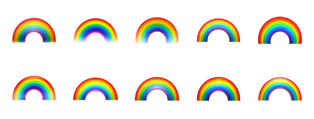 Collection of Rainbow gradient isolated on transparent background