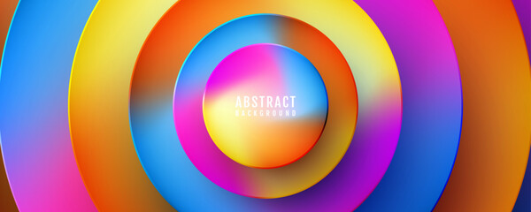 3D colorful circles abstract background overlap layer on bright space with cutout effect decoration. Modern graphic design element candy style concept for web, art, flyer, card, or brochure cover