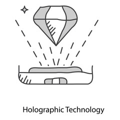 Holographic Technology Symbol Featuring Futuristic Interactive Projection For Digital Communication