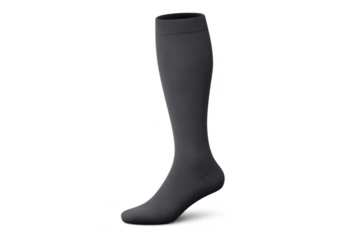 Gray knee high sock for compression with transparent background image