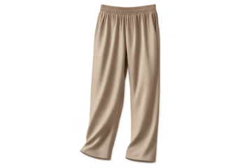 Beige Lounge Pants with Elastic Waist, transparent background Isolated
