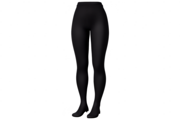 Black tights on transparent background, dark legging fashion apparel.