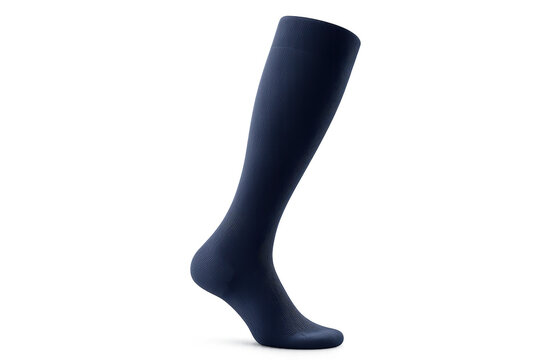 Navy blue sock on a transparent background for athletic performance.