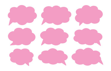 Pink Speech Bubble Set &ndash; Cute Cloud Style Chat Balloon Vector Collection