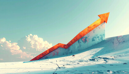 A simple upward graph on a clean background, symbolizing business growth and progress.