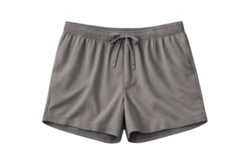 Grey shorts apparel on transparent background product photography