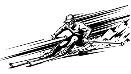 Vector illustration design featuring a black silhouette of a man riding a horse and swinging near a plane in a creative sport and music themed sketch