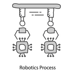 Robotic Process Symbol Featuring Intelligent Automated Workflow For Modern Enterprise Systems