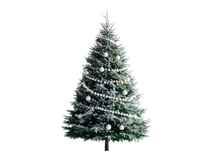 Fototapeta premium PNG Straight christmas tree pine garland plant fir white background.