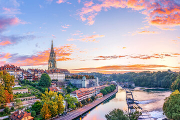 Bern, Switzerland on the Aare River in the Morning 3072