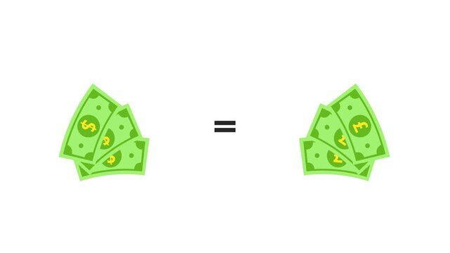 4k seamless loop USD converting to Poundsterling animation paper money, global currency concept