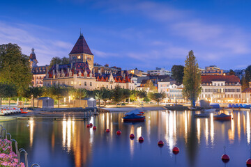 Lausanne, Switzerland from the Ouchy Promenade on Lake Leman 3002