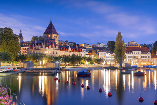 Lausanne, Switzerland from the Ouchy Promenade on Lake Leman 3002