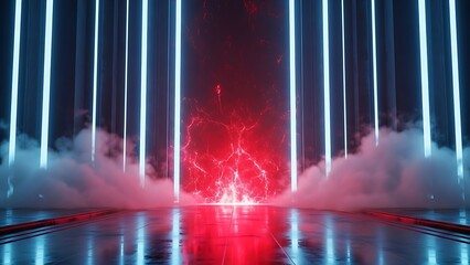 Abstract colorful lights and glowing lines forming a bright, dynamic background with waves and motion in a dark night atmosphere