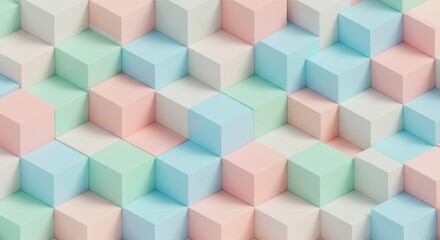 Obraz premium Abstract geometric cube pattern in pastel colors