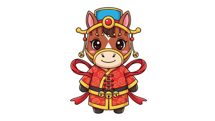 chinese horse mascot in traditional costume