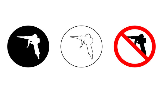 Paint spray gun icons for automotive and industrial coating