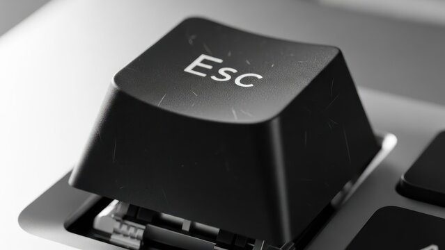 Close up of black escape key on computer keyboard