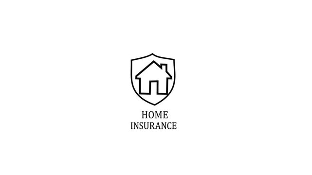 black icon Security safety protection protect concept 4k abstract animation hand home house icon illustration insurance.