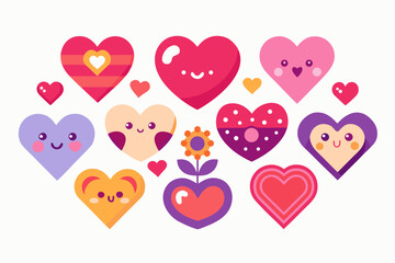 set of colorful hearts