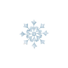 Watercolor snowflake for winter, Christmas and New Year designs. Suitable for holiday decoration, seasonal background, minimal festive layout and greeting card.