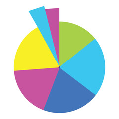 Fototapeta premium Vibrant pie chart with colorful segments on white background