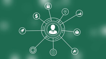 Social network icon animation, contacts concept animation. Connected people avatars or icon. networking, social media. Business success animation. Motion graphics of team network concept. - Powered by Adobe