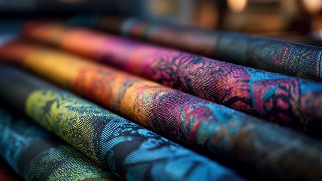 Medium shot focusing on multilayered color overlays creating rich vivid patterns that enhance textile vibrancy and detail.