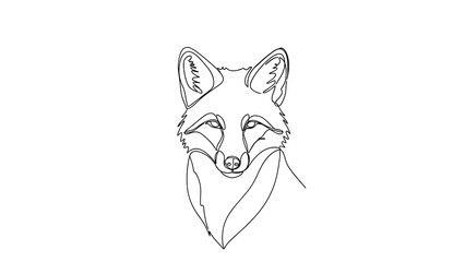 A sketch of a fox s face with pointy ears and a bushy tail