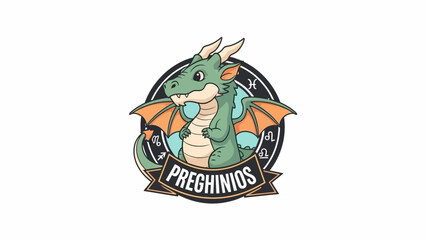 Fototapeta premium cute green cartoon dragon logo