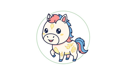 cute cartoon horse with colorful mane © Free vector